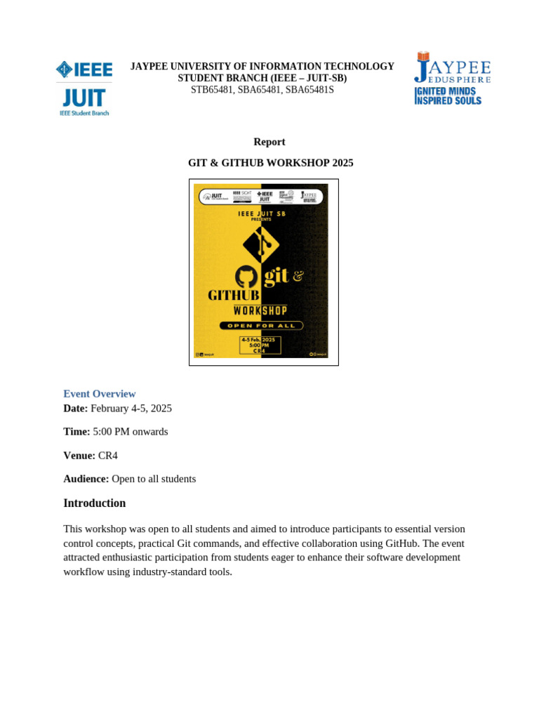 Git & GitHub Workshop 2025 Overview | PDF | Version Control | Free Software