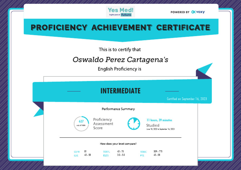 Proficiency Achievement Certificate | PDF