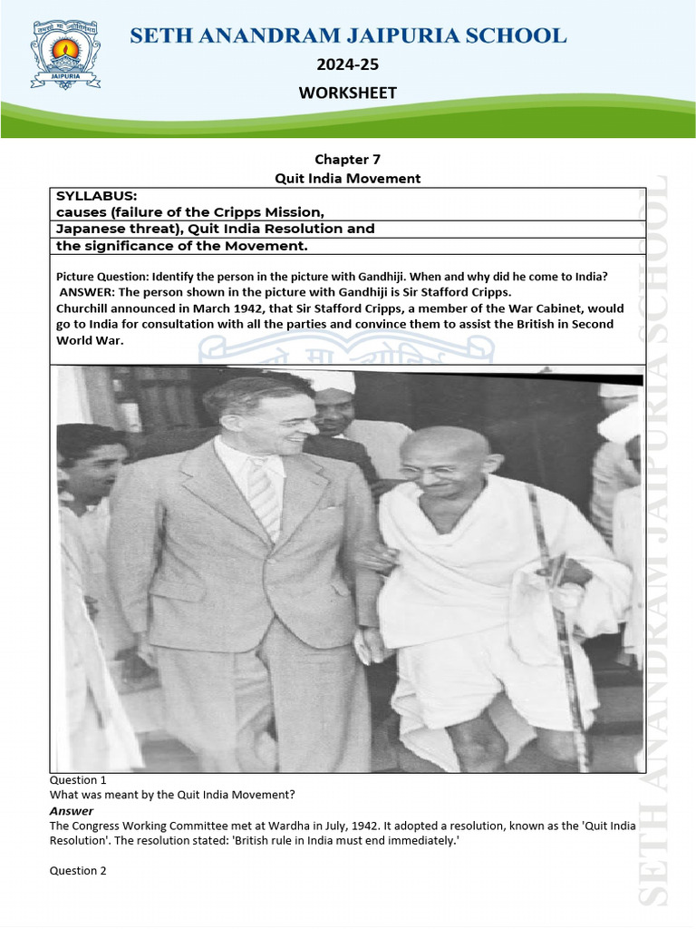 Quit India Movement: Causes & Significance | PDF | British Raj ...