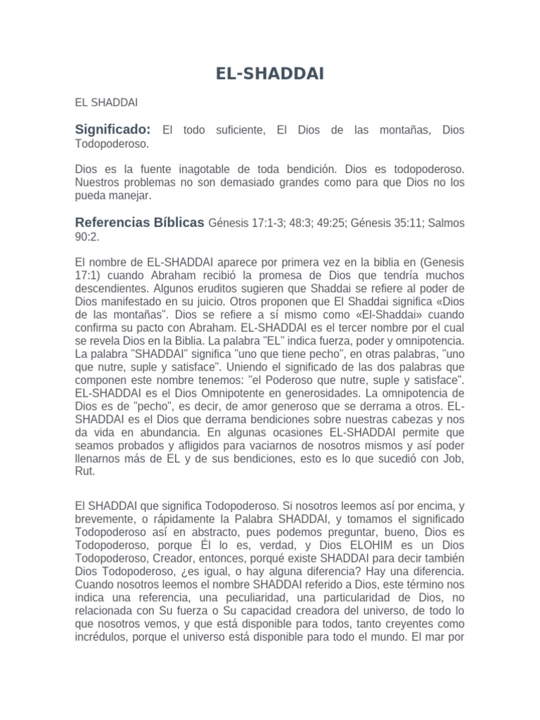 Significado de El Shaddai en la Biblia | PDF | Jacob | Abrahán