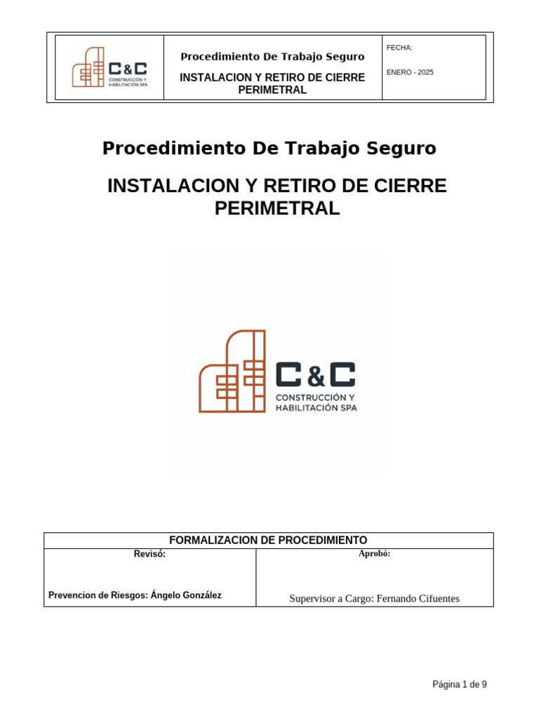 Instalación y Retiro de Cierre Perimetral | PDF | Hormigón