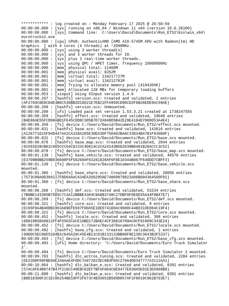 Euro Truck Simulator 2 Log File | PDF | System Software | Computer ...