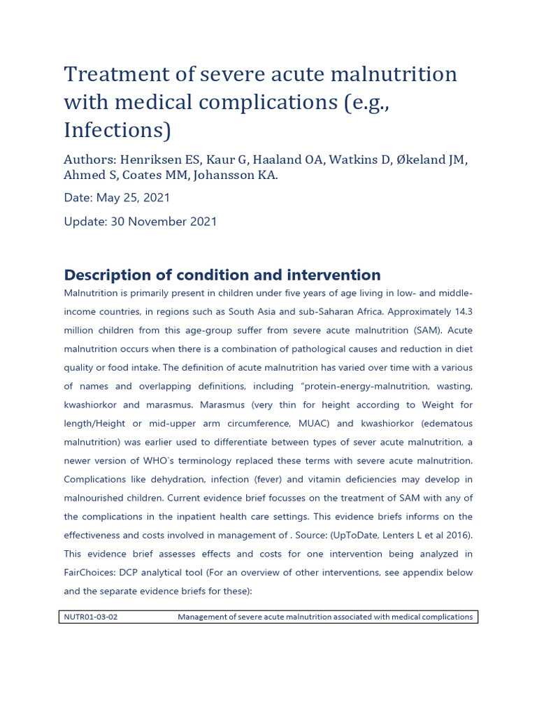 Nutr03-02 Malnutrition Treatment - Severe | PDF | Malnutrition ...