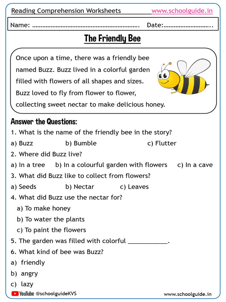 Buzz the Friendly Bee Worksheet | PDF