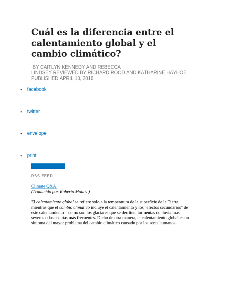 Cuál Es La Diferencia Entre El Calentamiento Global y El Cambio ...
