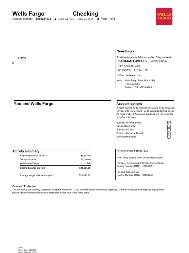 Augusto Well fargo business bank-statements 2 | PDF | Fee | Banks