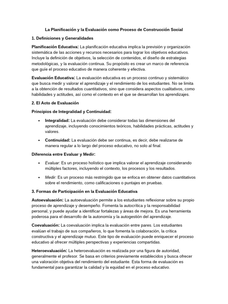 Planificación y Evaluación Educativa Efectiva | PDF | Evaluación ...