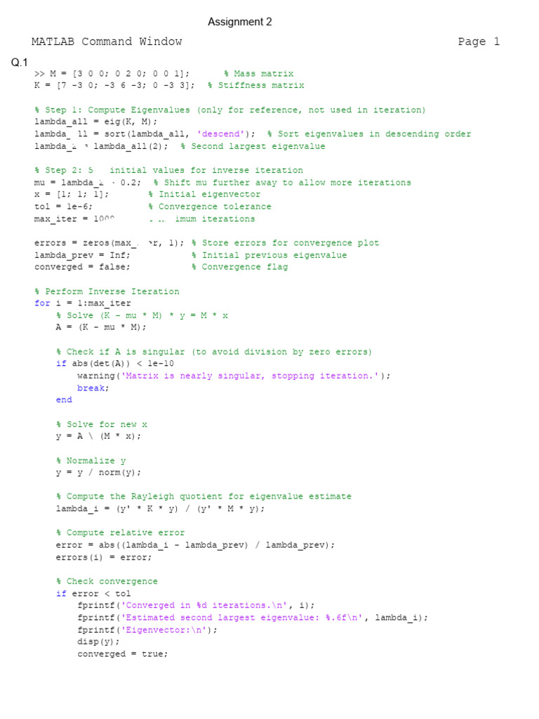 Assignment2, Matlab - 220104080 | PDF | Eigenvalues And Eigenvectors ...