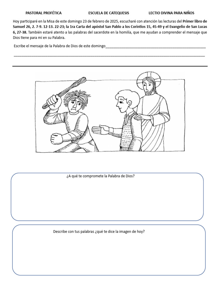 Lectio Divina para Niños Ciclo C 7° Domingo Tiempo Ordinario | PDF