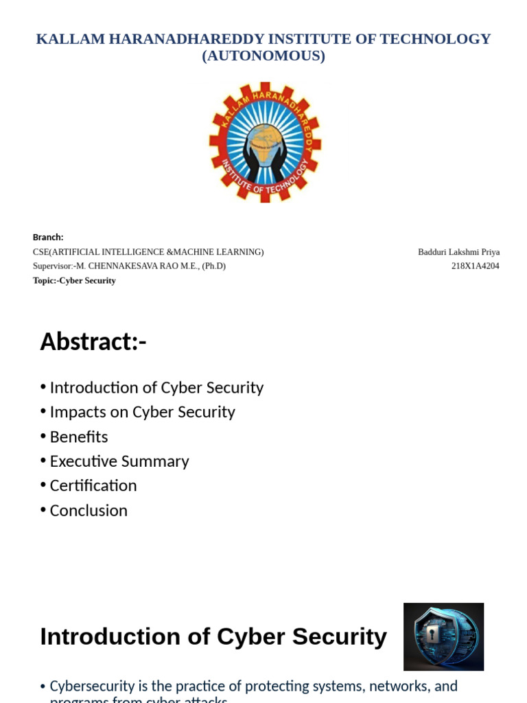 Cyber Security Overview and Benefits | PDF | Security | Computer Security