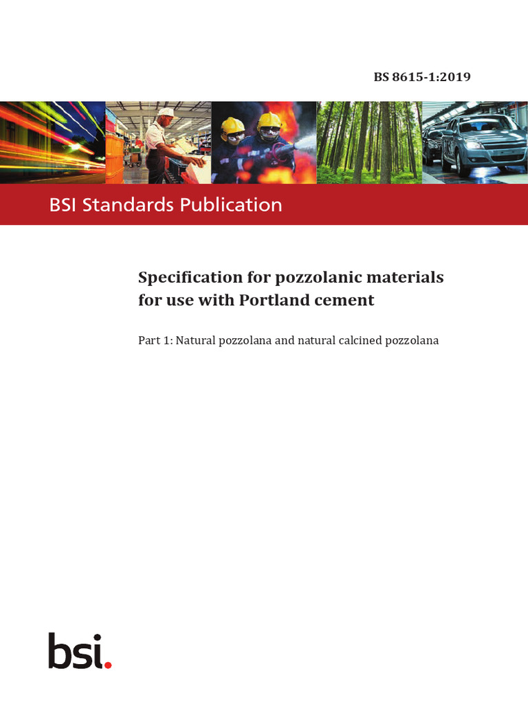 BS 8615-1:2019 Pozzolanic Materials Standard | PDF | Cement | Concrete