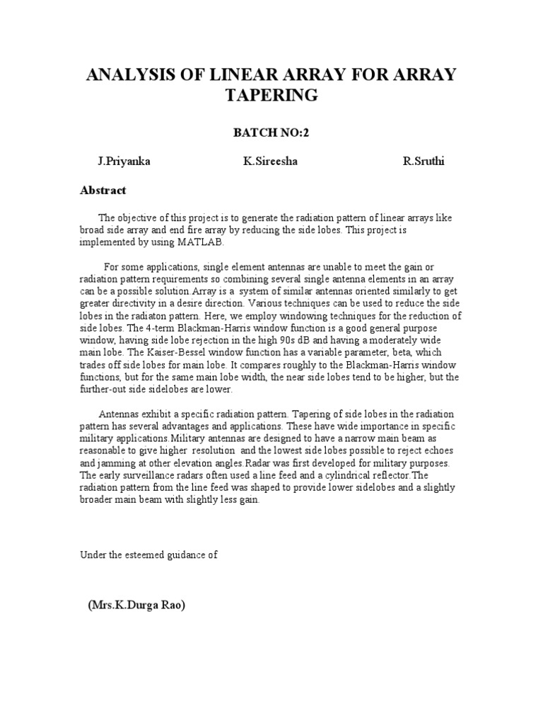 Linear Array Tapering Analysis in MATLAB | PDF | Science & Mathematics ...