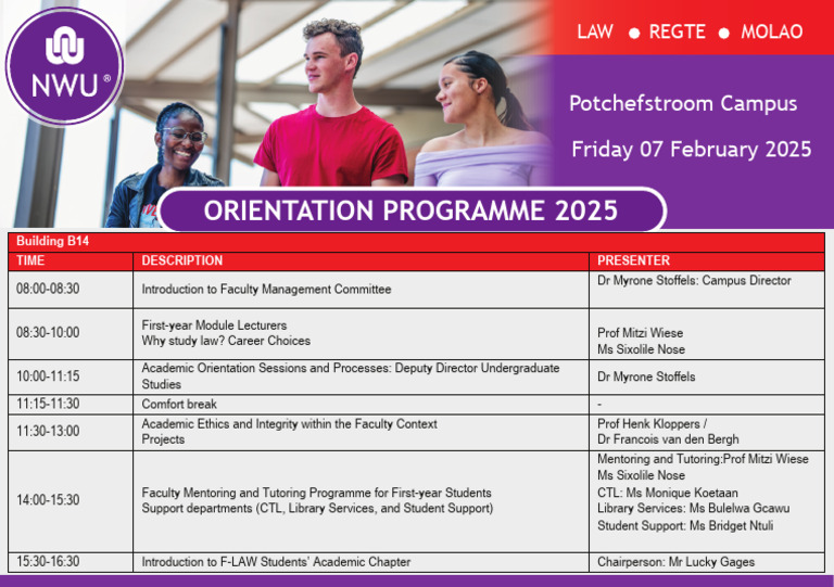 Law Orientation Program 2025 Schedule | PDF