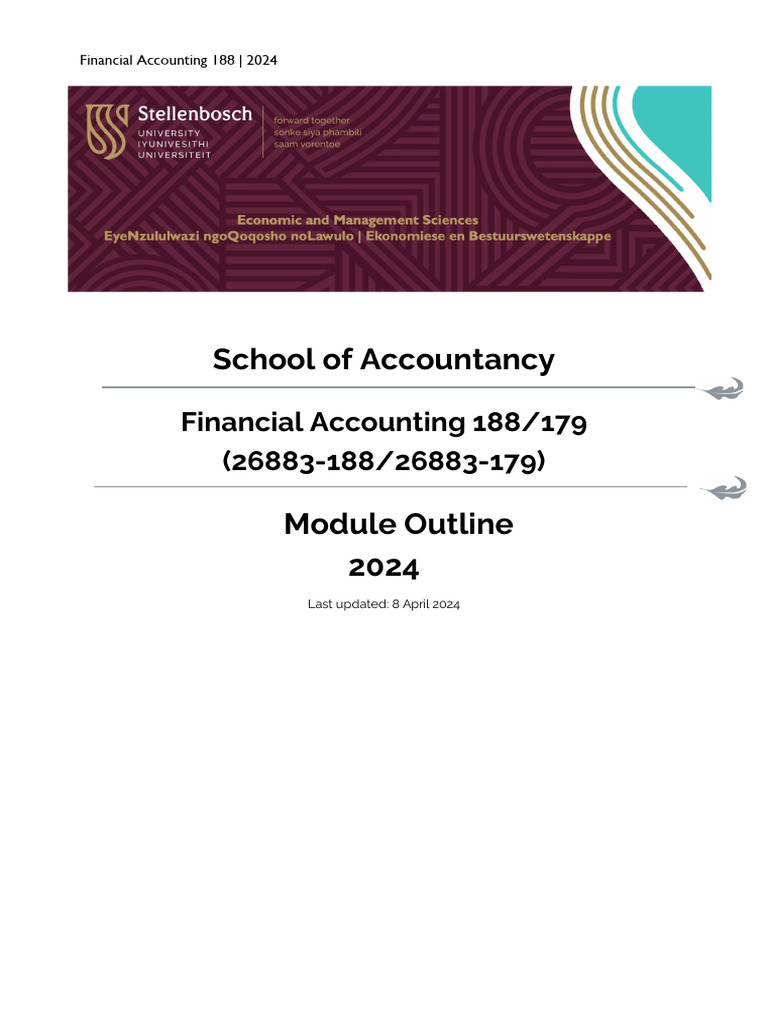 Financial Accounting 188 Module Outline 2024 | PDF | Educational ...
