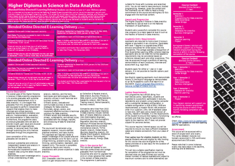 Higher Diploma in Science in Data Analytics | PDF | Educational ...