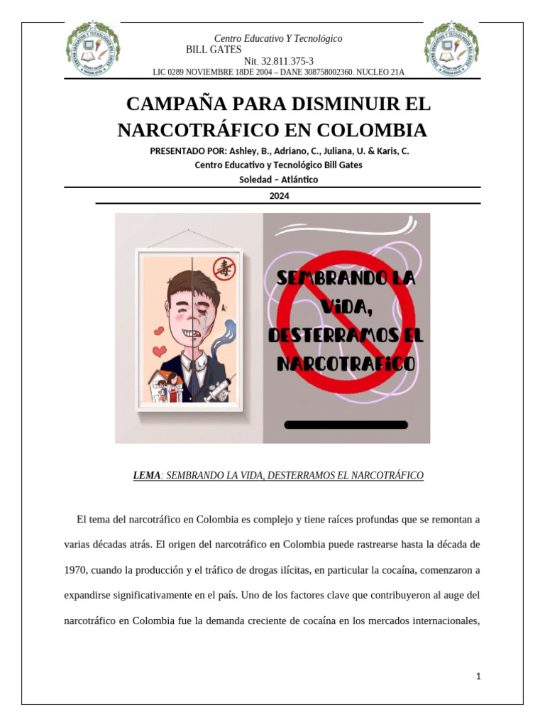 Campaña contra el narcotráfico en Colombia | PDF | Comercio ilegal de ...