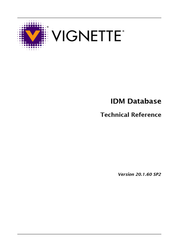 Vignette IDM 20.1.60 Database Technical Reference | PDF | Microsoft Sql ...