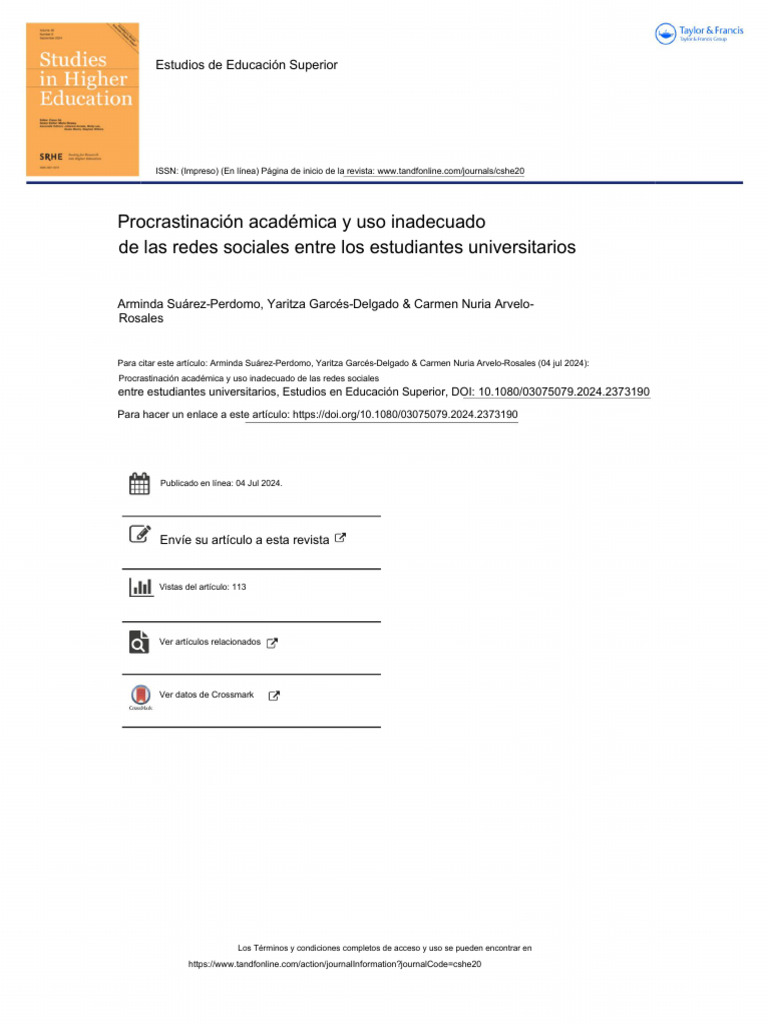 Academic Procrastination and Inappropriate Use of Social Networks Among ...