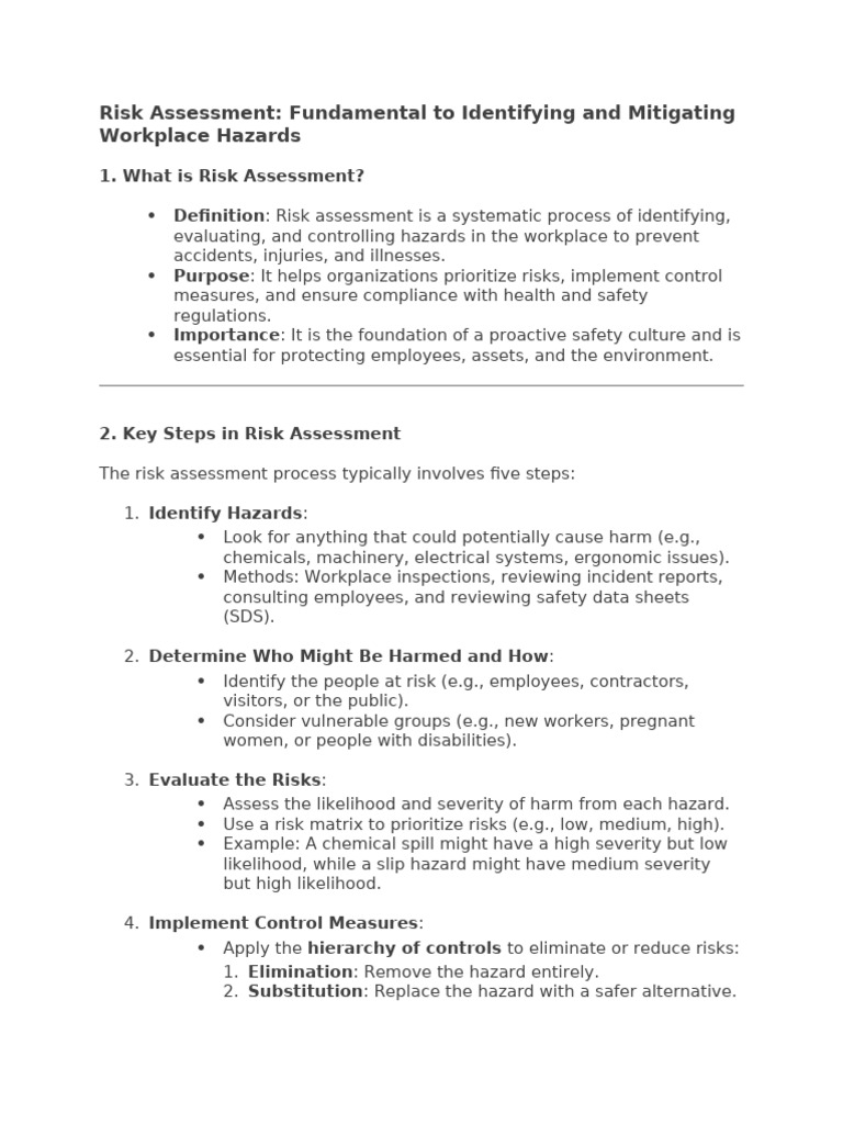 Effective Risk Assessment in Workplace Safety | PDF | Personal ...