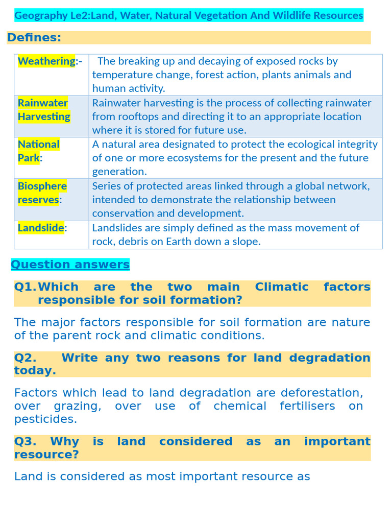 Geography: Land and Water Resources Guide | PDF | Soil | Horticulture