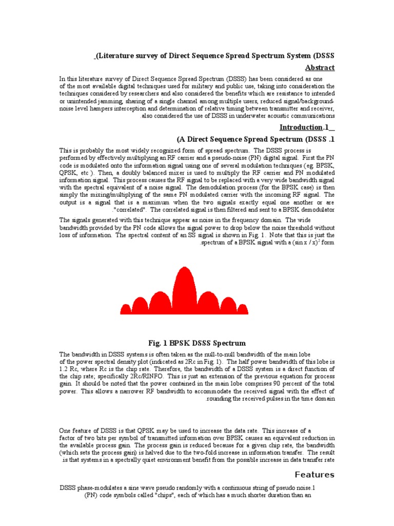 Literature Survey of Direct Sequence Spread Spectrum System | PDF ...