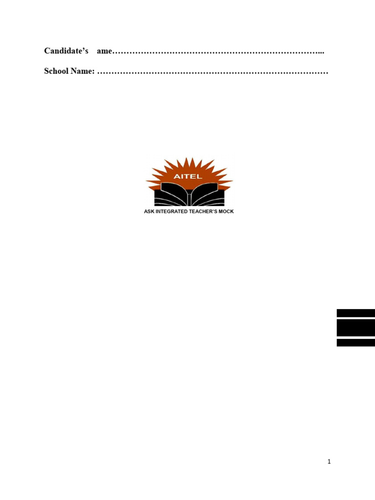 AITEL English Language Mock Exam 2024 | PDF | Soil | Stomach
