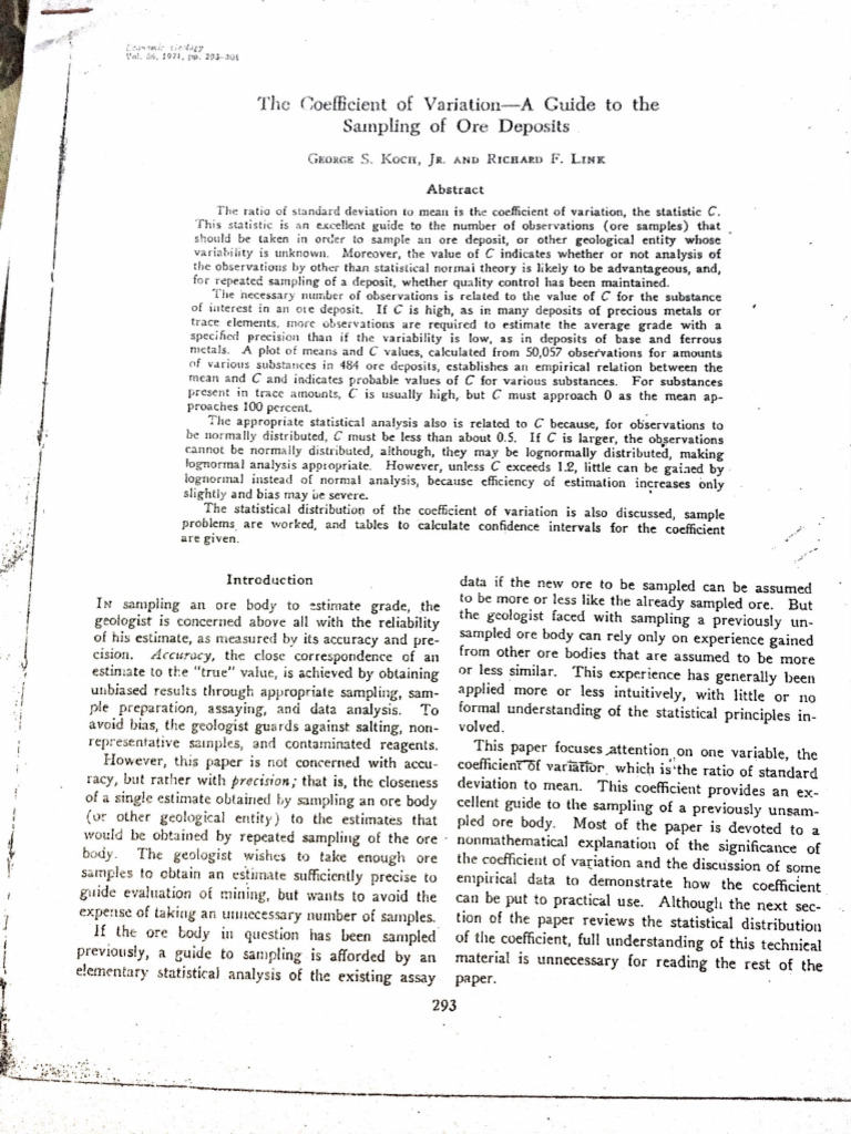 Koch, Link (1971) - Coefficient of Variation | PDF