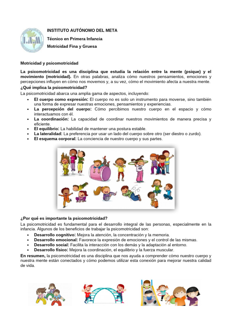 Desarrollo de Motricidad en Niños | PDF | Las emociones | Ciencia cognitiva