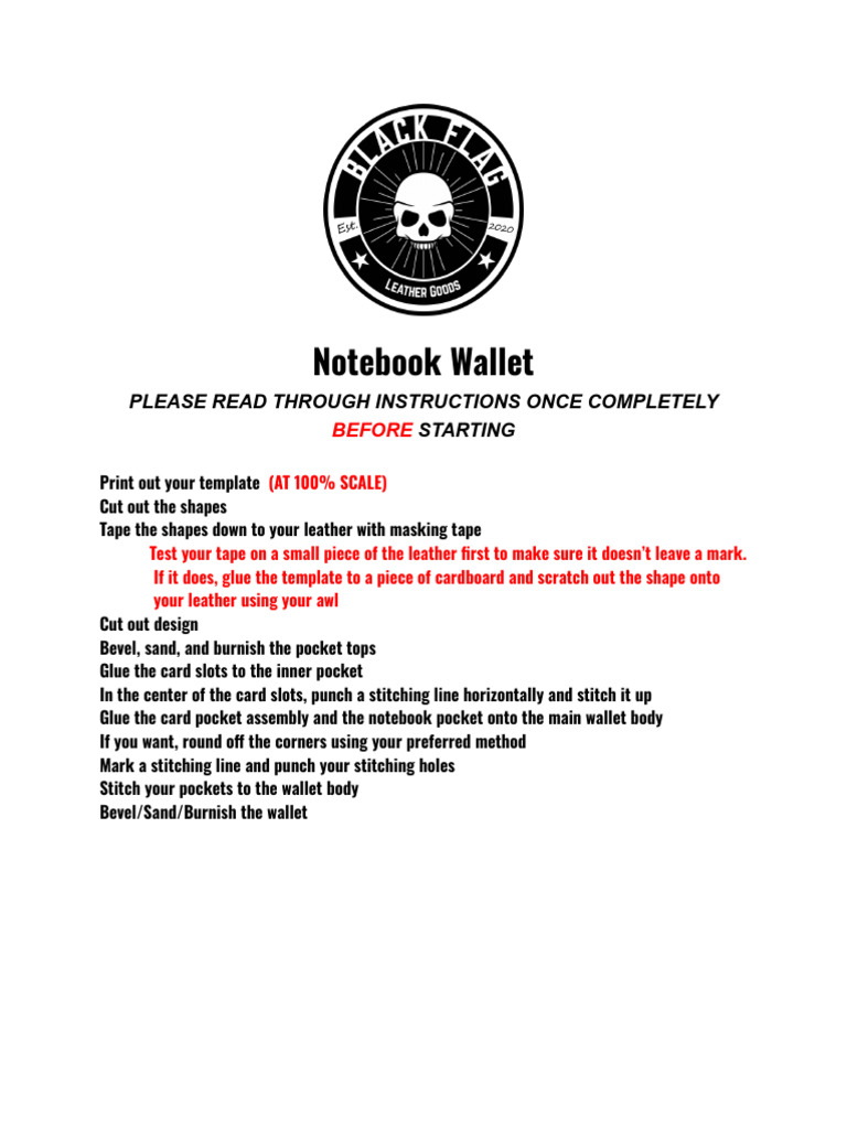 Black Flag Leather Notebook Wallet Guide | PDF
