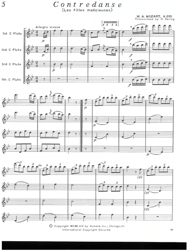 Contredanse - Flute Quartet Score | PDF