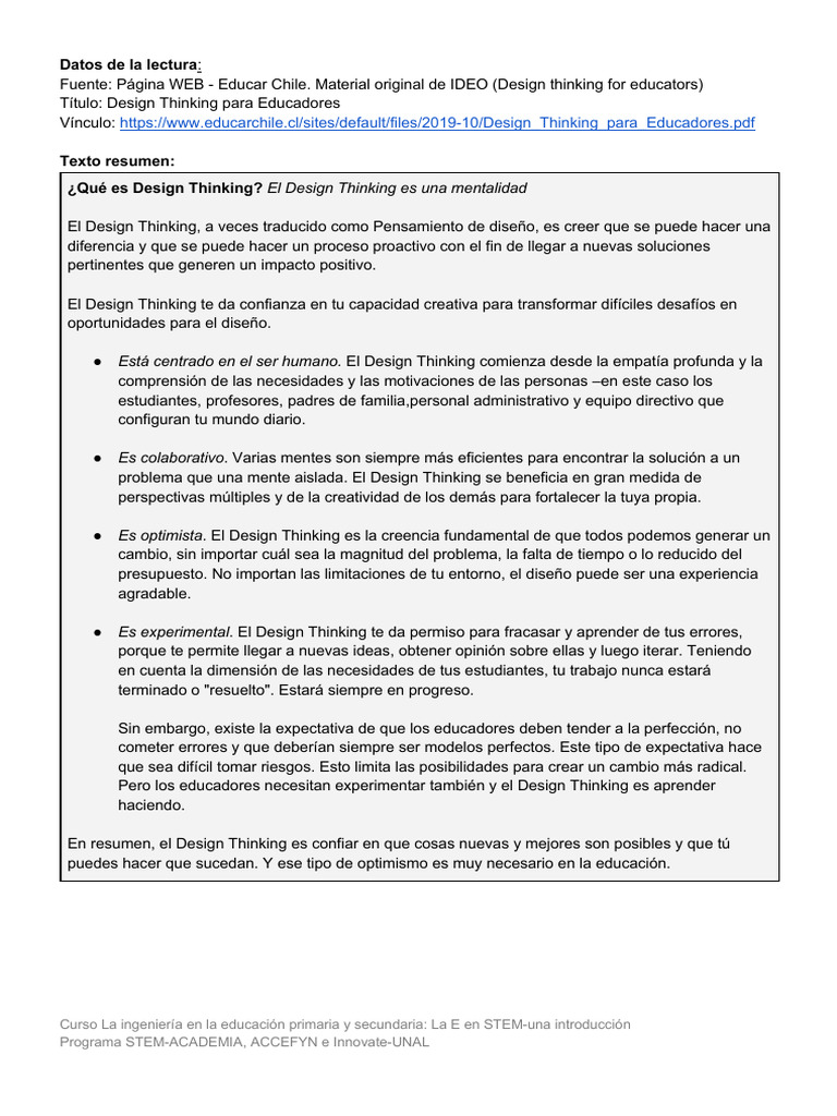Design Thinking en Educación: Innovación y Colaboración | PDF | El ...