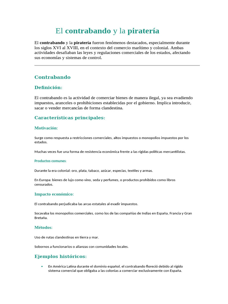 Contrabando y Piratería en el Comercio Marítimo | PDF | Piratería ...