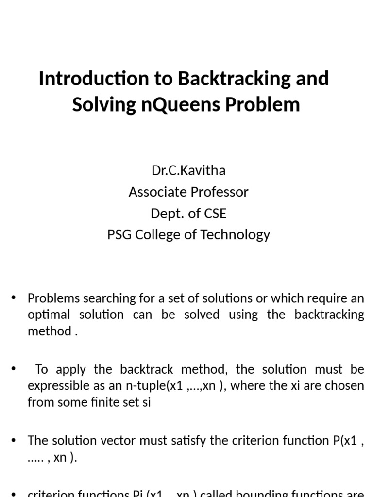 Backtracking and nQueens Problem Explained | PDF | Applied Mathematics ...