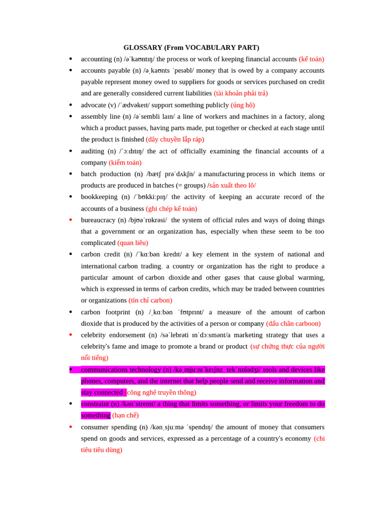 Production and Accounting Terms | PDF | Climate Change | Lean Manufacturing
