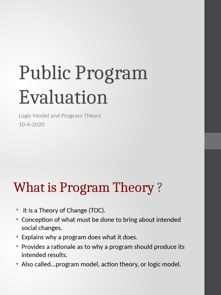 Program Theory and Logic Model Guide | PDF | Goal | Evaluation