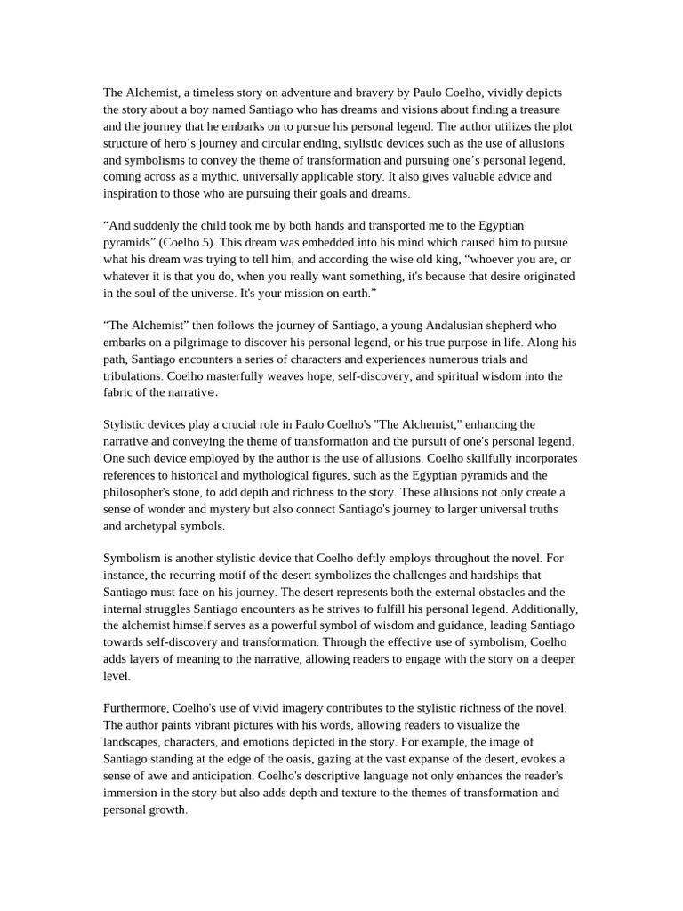 The Alchemist analysis | PDF