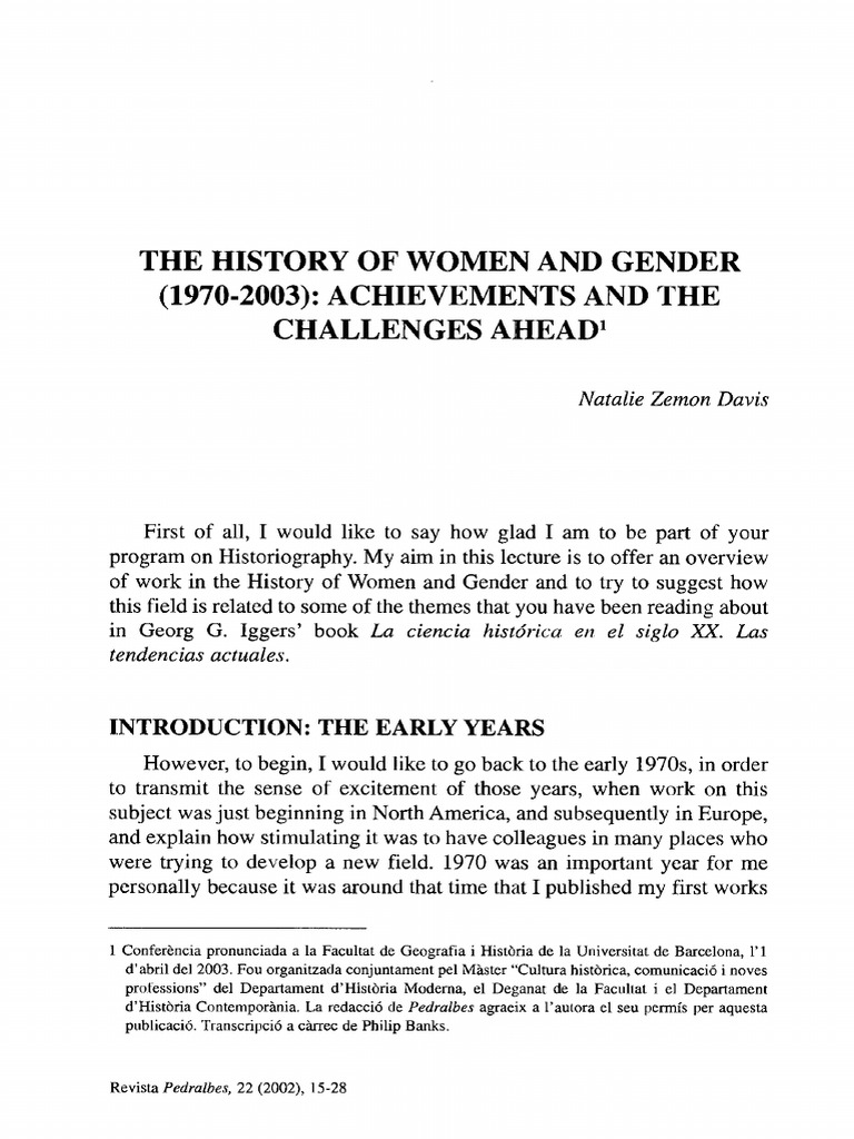 Women and Gender History (1970-2003) | PDF | Gender | Gender Studies