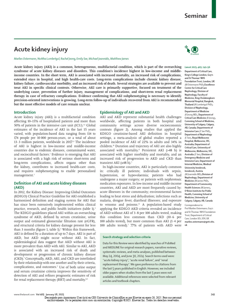 Acute Kidney Injury | PDF | Chronic Kidney Disease | Nephrology