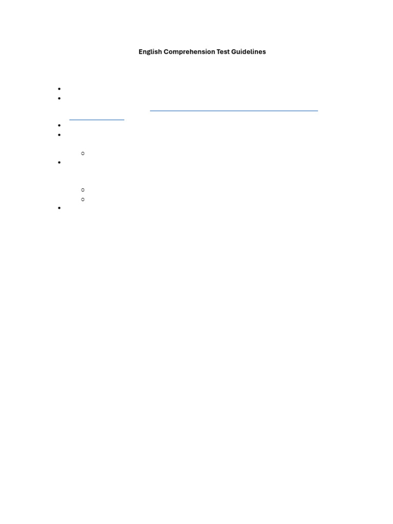 English Comprehension Test Guidelines | PDF