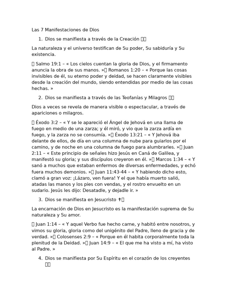 7 Formas en que Dios se Manifiesta | PDF | Dios | Jesús