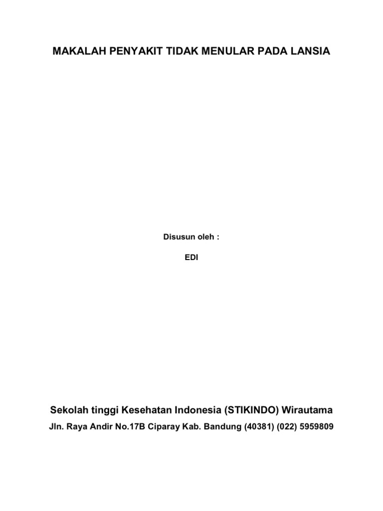 Makalah Penyakit Tidak Menular Pada Lansia