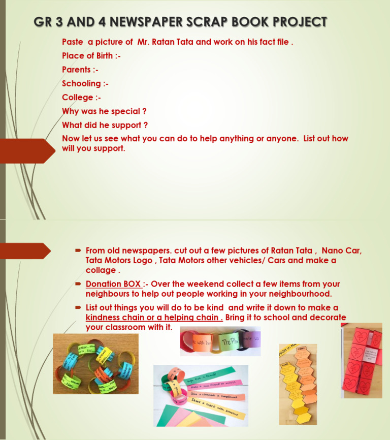 GR 3 and 4 Newspaper Scrap Book Project RATAN TATA | PDF