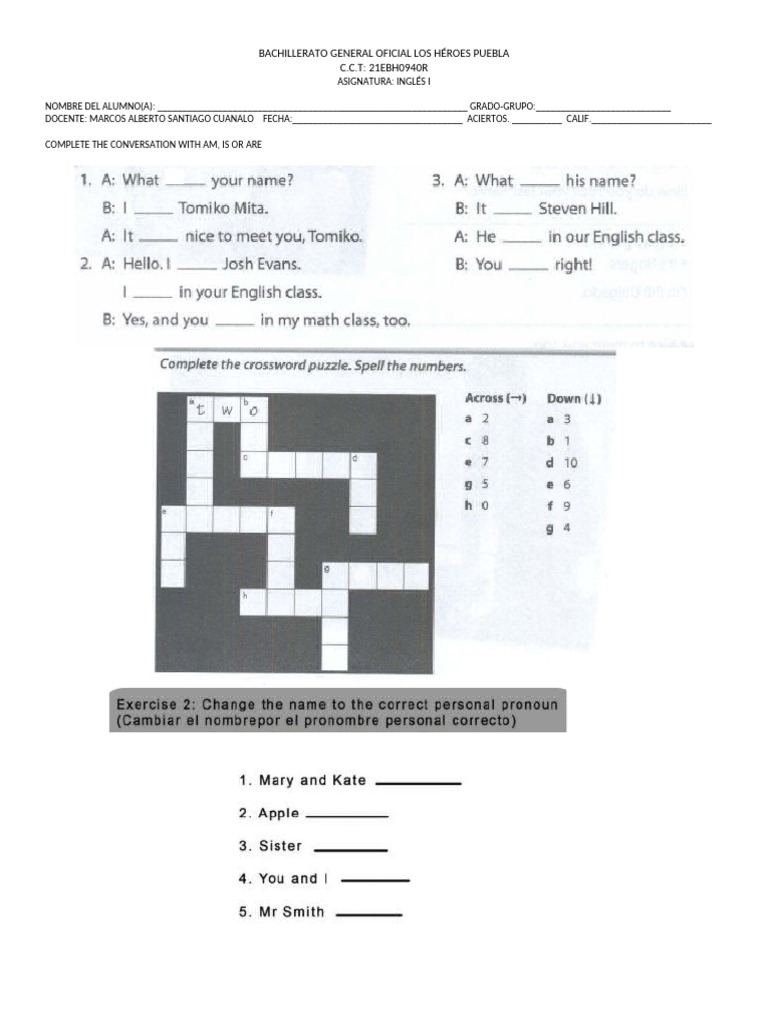 Examen de Ingles I 2024 LHP Primer Parcial | PDF