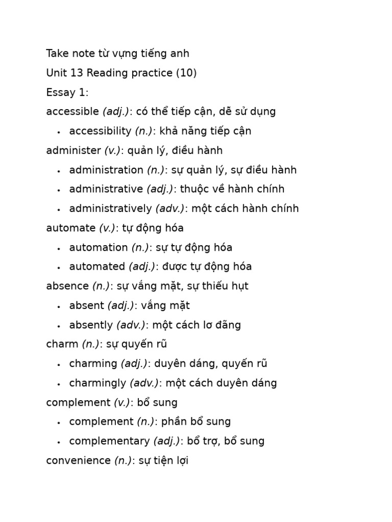 Take note từ vựng tiếng anh | PDF