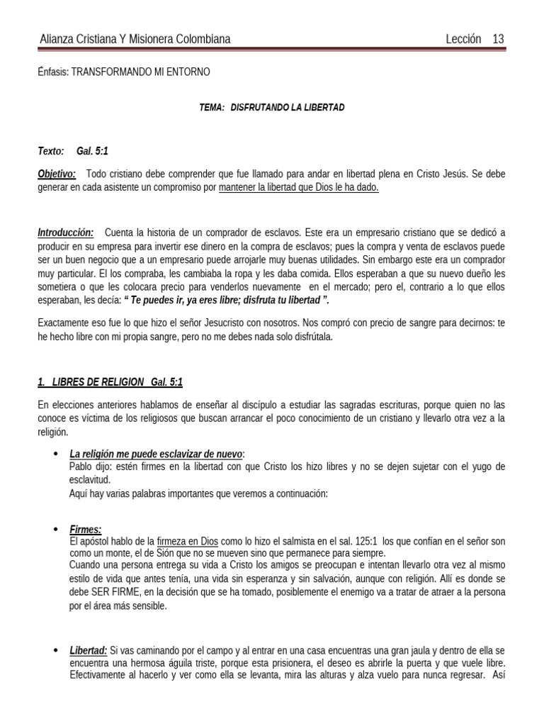 Lec 13 Disfrutando La Libertad | PDF | Cristo (título) | Pecado