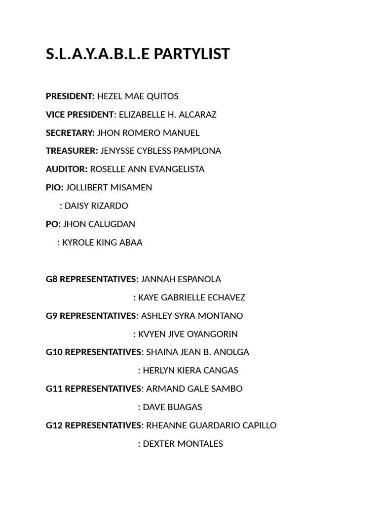 Party List | PDF