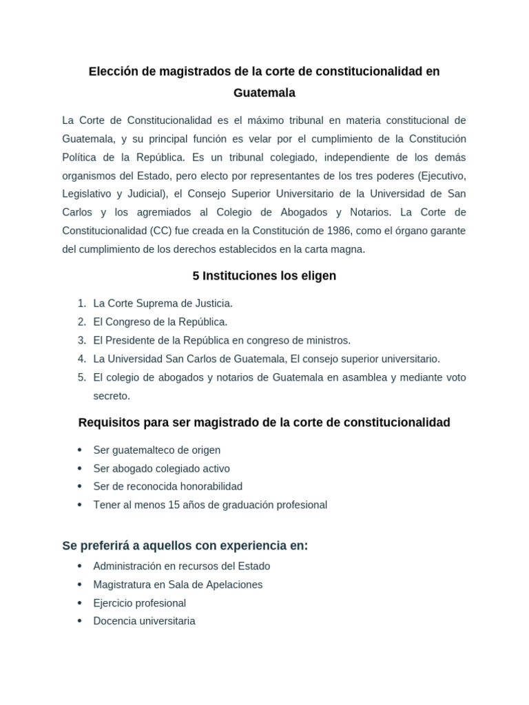 Elección de magistrados en Guatemala | PDF | Gobierno | Justicia