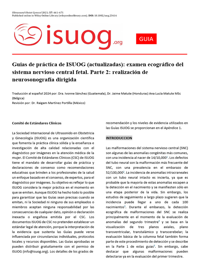 Neurosonografía Fetal: Guía ISUOG 2024 | PDF | Vértebra | La columna ...