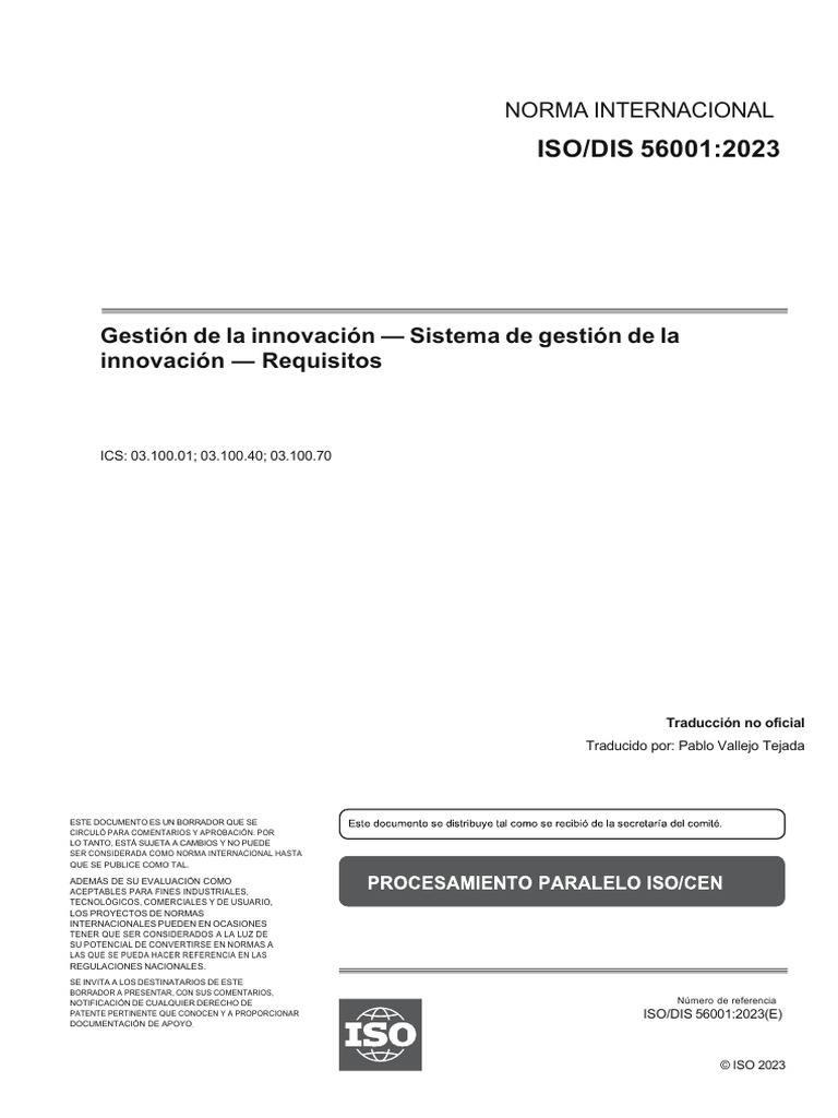 Requisitos para Gestión de Innovación ISO 56001 | PDF | Organización ...