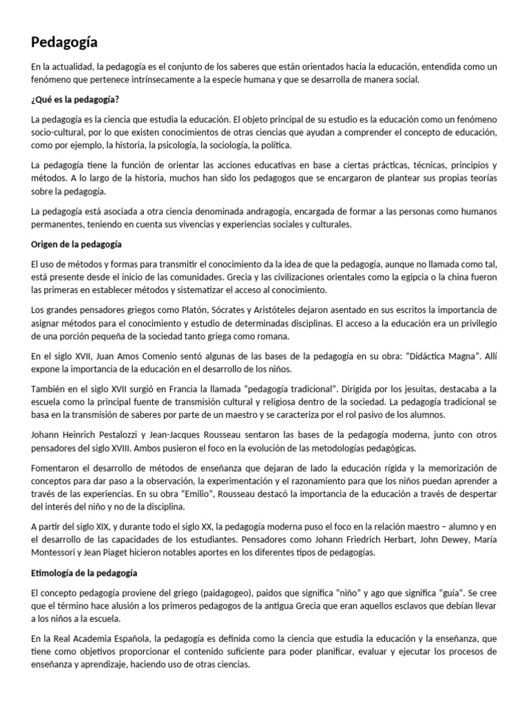 Introducción a la Pedagogía y sus Tipos | PDF | Pedagogía | Enseñando